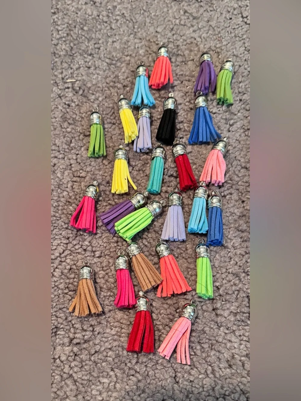 Blank White Acrylic Keychain Discs with Assorted Tassels - Unbranded